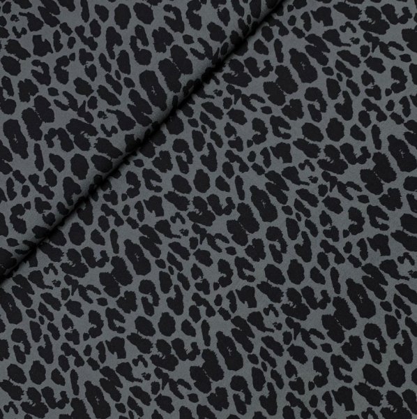RESTSTÜCK 0,90m !!! - Viskose - Pauline - Leoprint - dunkelgrau - Swafing