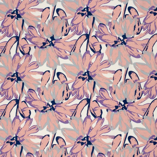 Viskose Popeline - Bodil Flowers - lila/rosa/weiß