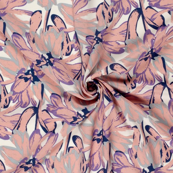 Viskose Popeline - Bodil Flowers - lila/rosa/weiß