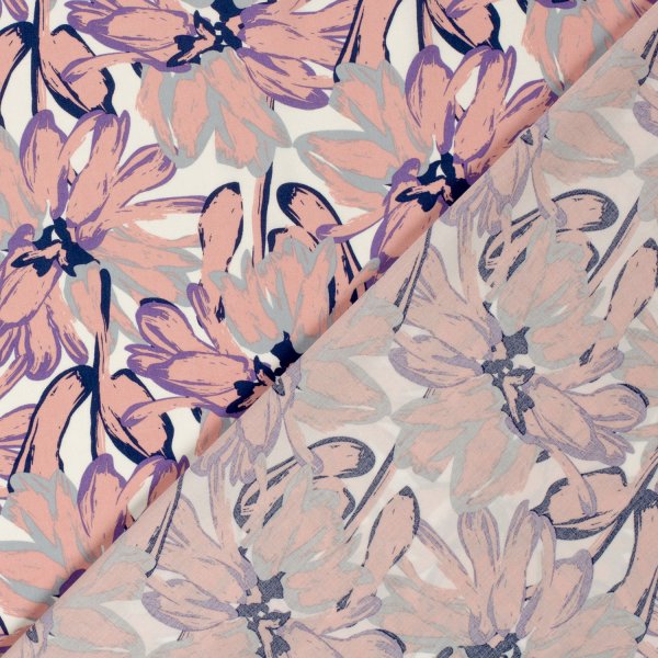 Viskose Popeline - Bodil Flowers - lila/rosa/weiß
