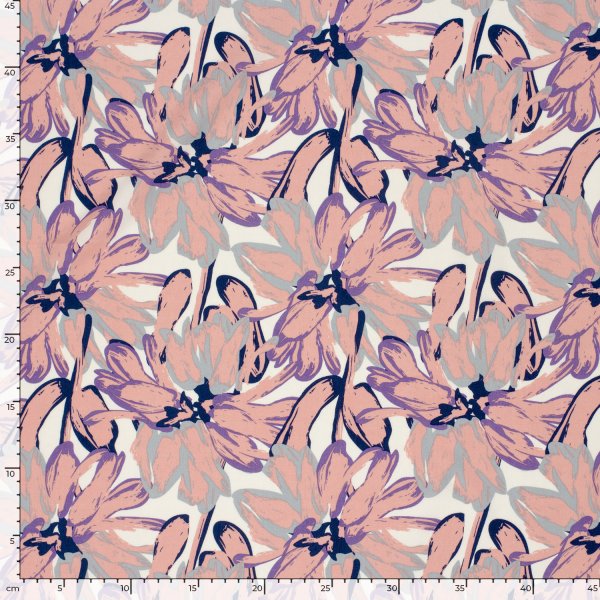 Viskose Popeline - Bodil Flowers - lila/rosa/weiß