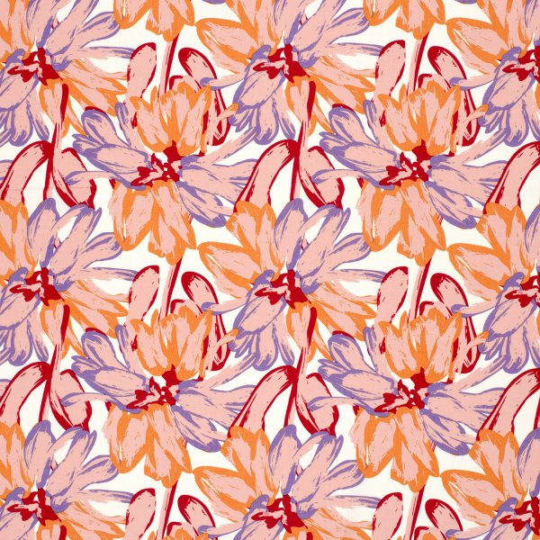 Viskose Popeline - Bodil Flowers - rot/rosa/weiß
