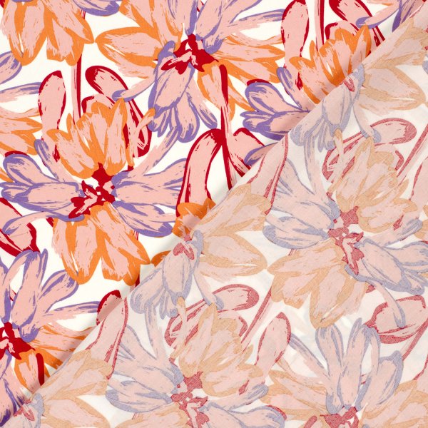 Viskose Popeline - Bodil Flowers - rot/rosa/weiß