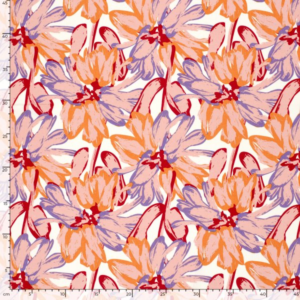 Viskose Popeline - Bodil Flowers - rot/rosa/weiß