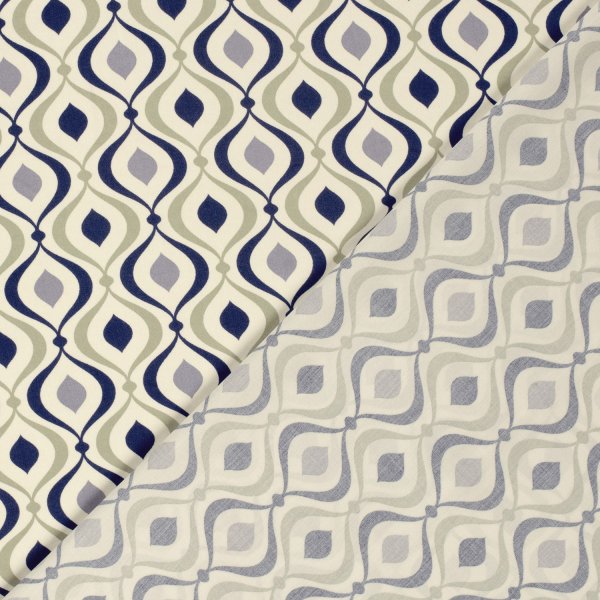 Viskose Popeline - Bruna - blue/ecru