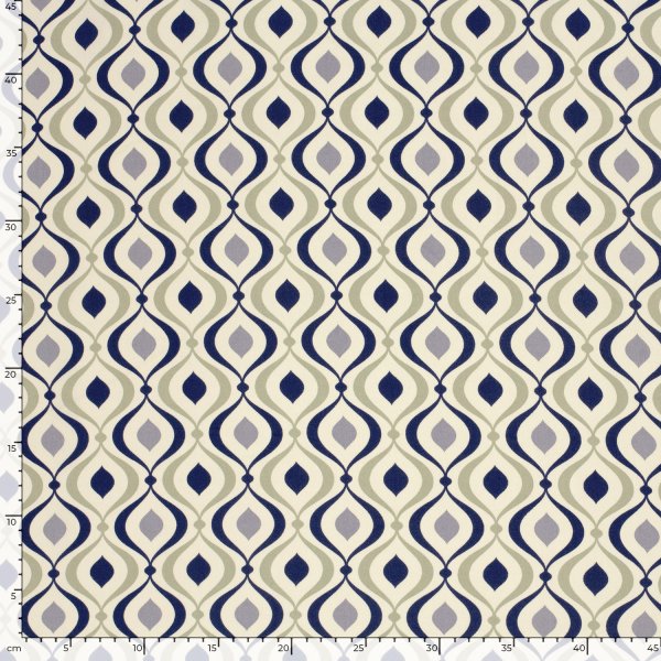 Viskose Popeline - Bruna - blue/ecru