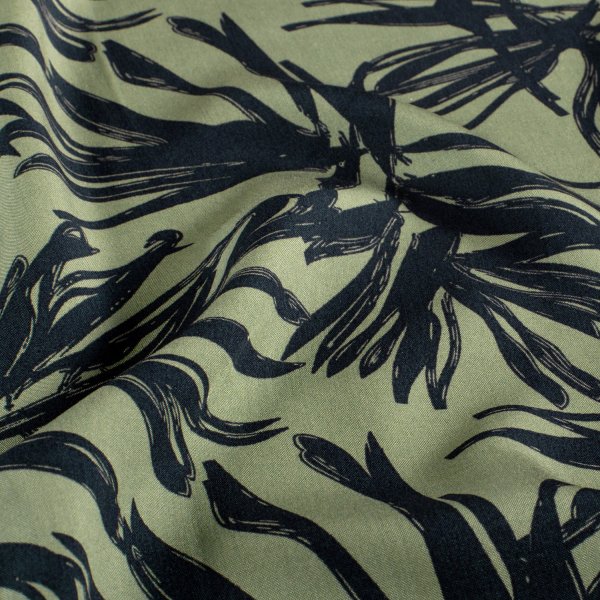 Viskose Popeline - Erma - khaki/navy
