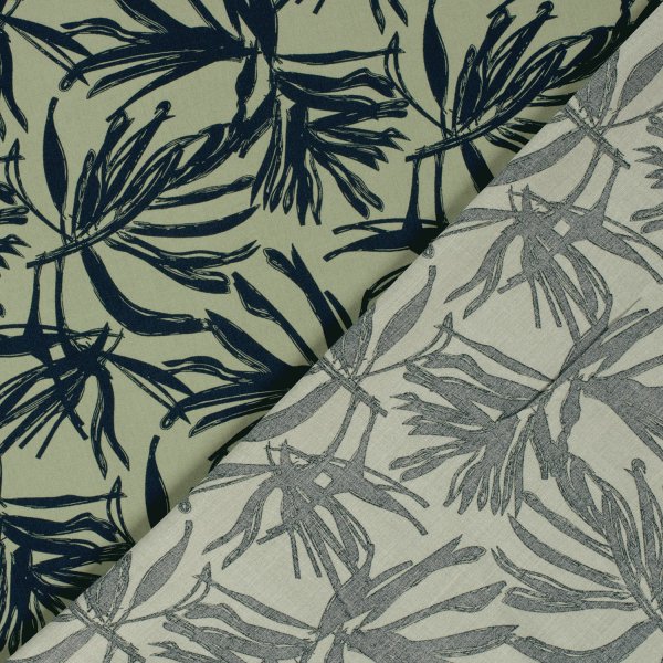 Viskose Popeline - Erma - khaki/navy