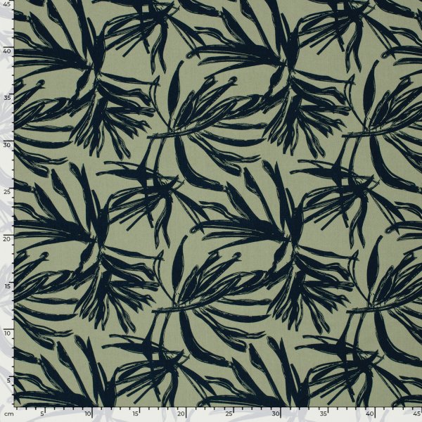 Viskose Popeline - Erma - khaki/navy