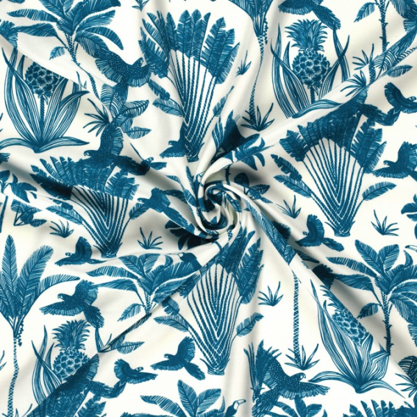 RESTSTÜCK 1,00m !!! - Viskose Popeline - Henni - blue/offwhite