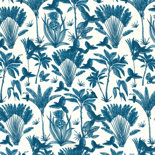 Viskose Popeline - Henni - blue/offwhite