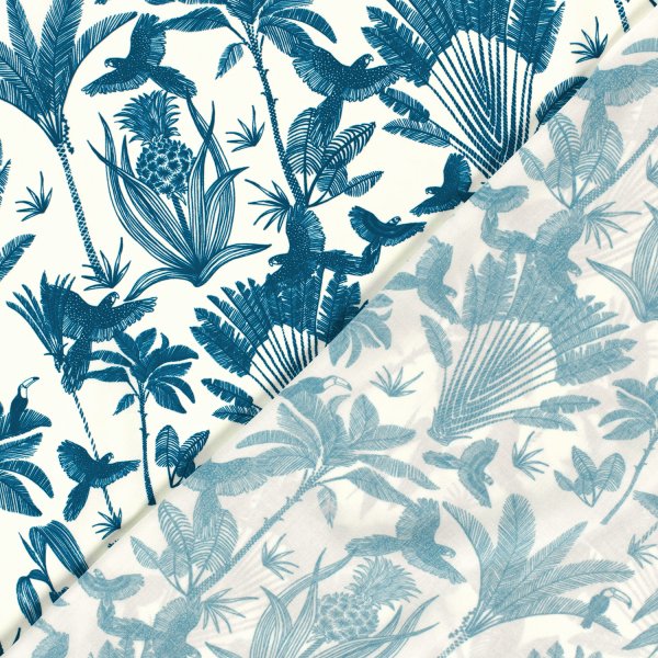 Viskose Popeline - Henni - blue/offwhite