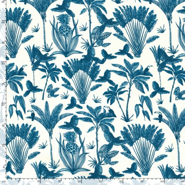 Viskose Popeline - Henni - blue/offwhite