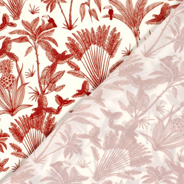 Viskose Popeline - Henni - red/offwhite