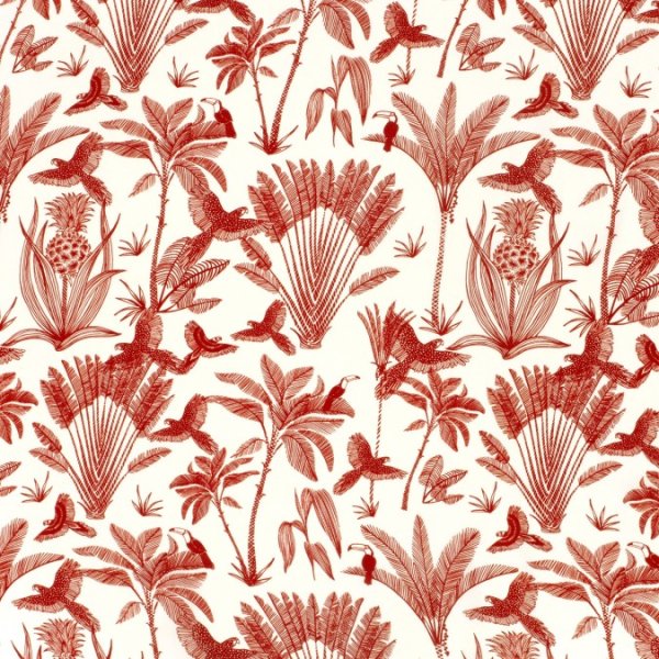 Viskose Popeline - Henni - red/offwhite