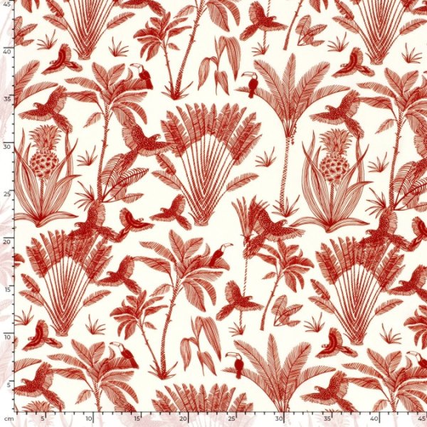 Viskose Popeline - Henni - red/offwhite