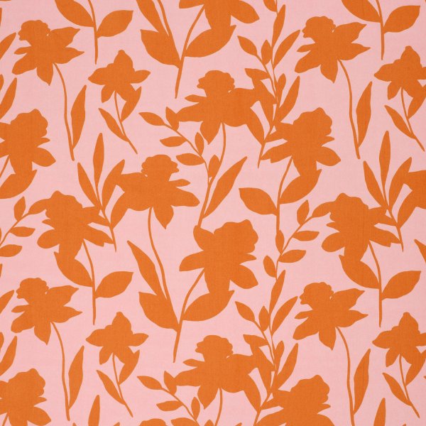 Viskose Popeline - Jolene Flowers - orange/rosa