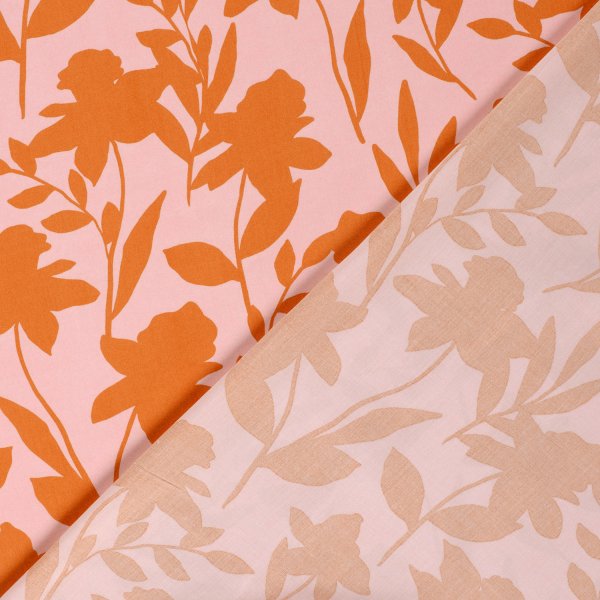 Viskose Popeline - Jolene Flowers - orange/rosa