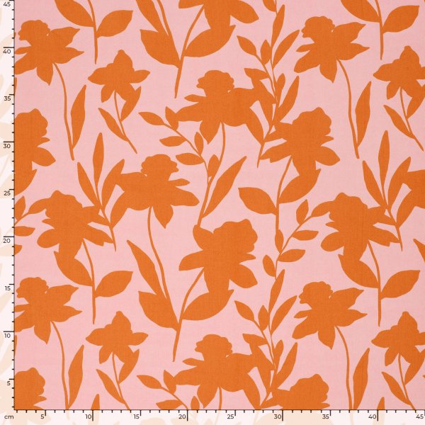Viskose Popeline - Jolene Flowers - orange/rosa