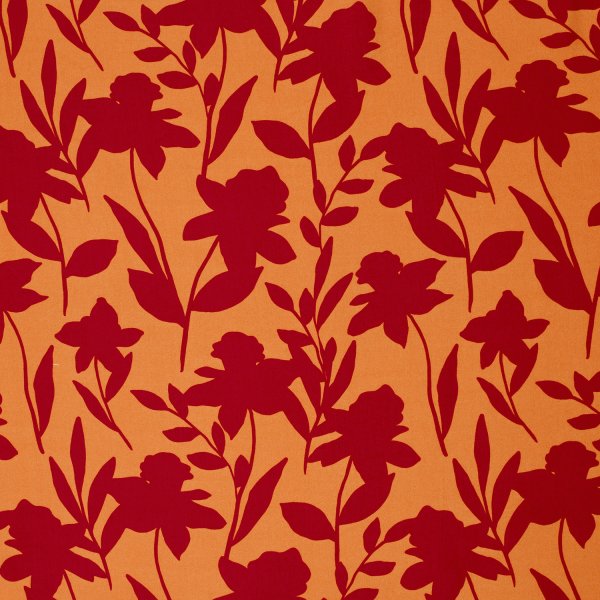 Viskose Popeline - Jolene Flowers - rot/orange