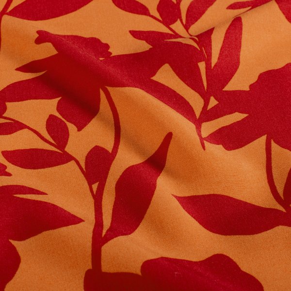 Viskose Popeline - Jolene Flowers - rot/orange