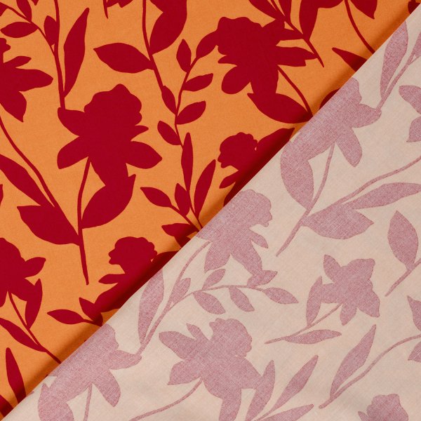 Viskose Popeline - Jolene Flowers - rot/orange