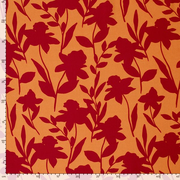 Viskose Popeline - Jolene Flowers - rot/orange
