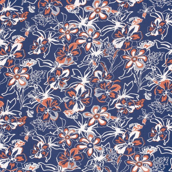 Viskose Popeline - Laurane - denim/orange