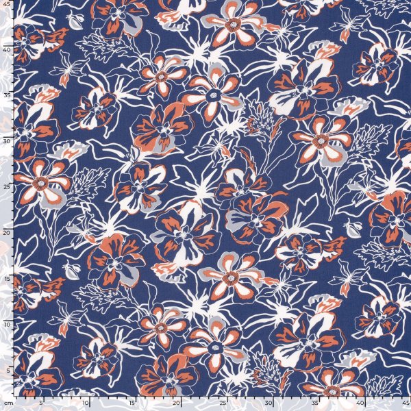 Viskose Popeline - Laurane - denim/orange