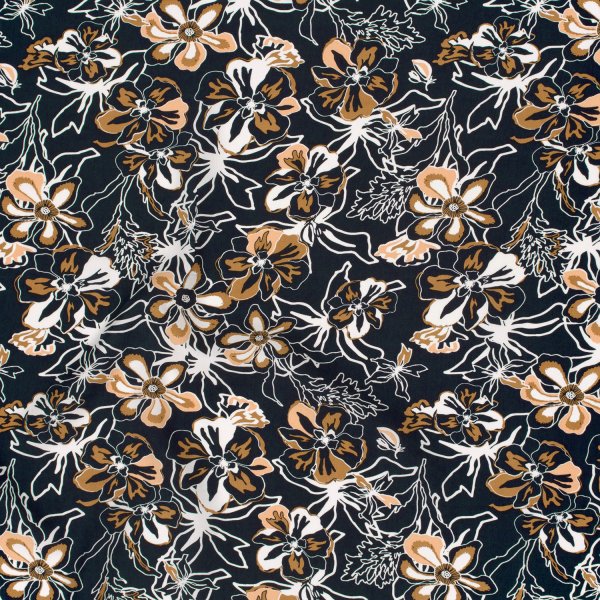 Viskose Popeline - Laurane - navy/caramel