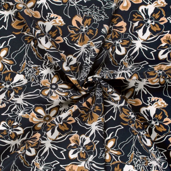 Viskose Popeline - Laurane - navy/caramel