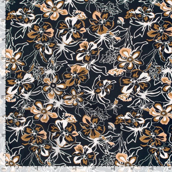 Viskose Popeline - Laurane - navy/caramel