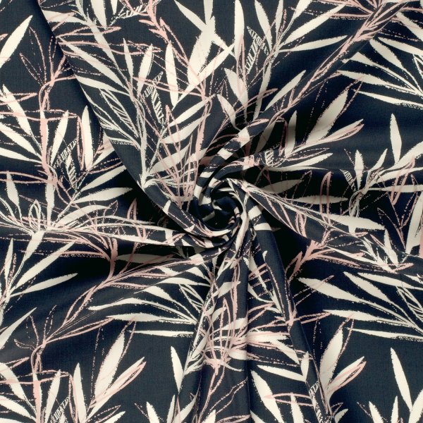 Viskose Popeline - Ola - navy/rose/white