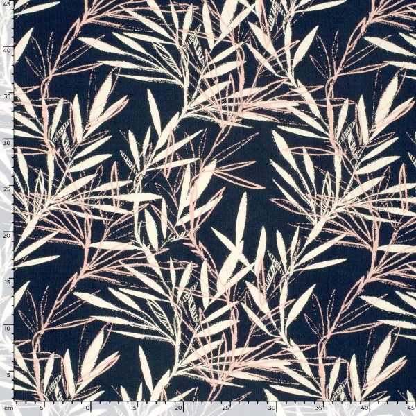 Viskose Popeline - Ola - navy/rose/white