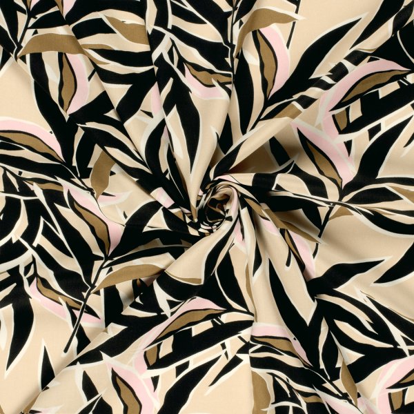Viskose Popeline - Piera - sand/rose/black