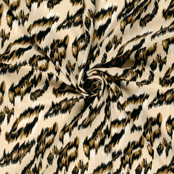 Viskose Popeline - Poldi - sand/black/brown