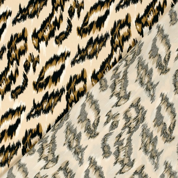 Viskose Popeline - Poldi - sand/black/brown