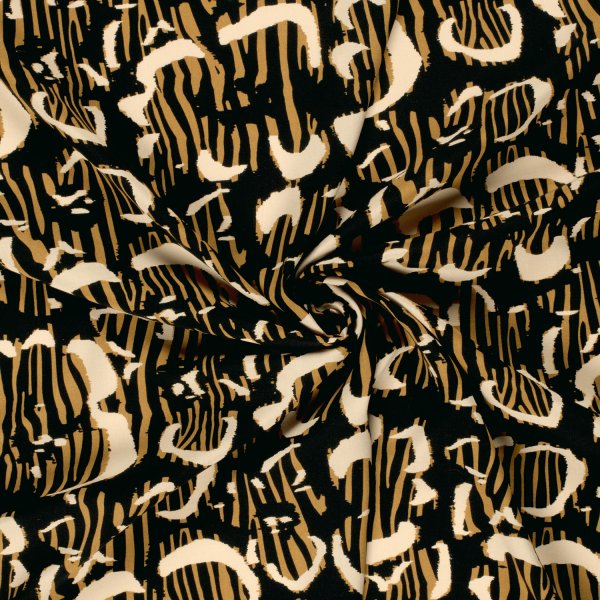 Viskose Popeline - Sami - black/senf/sand