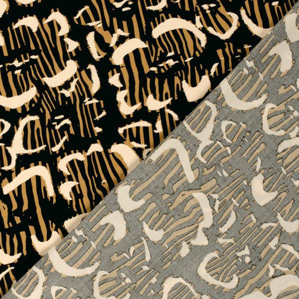 Viskose Popeline - Sami - black/senf/sand
