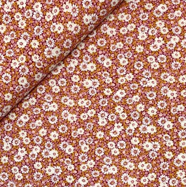 Viskose - Potpouri Flowers - cerise/ocre/creme