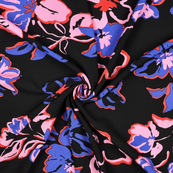 Viskose mit LENZING™ ECOVERO™ Fasern - Risa Flowers - black