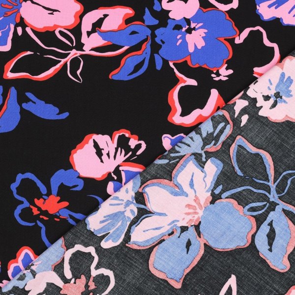 Viskose mit LENZING™ ECOVERO™ Fasern - Risa Flowers - black