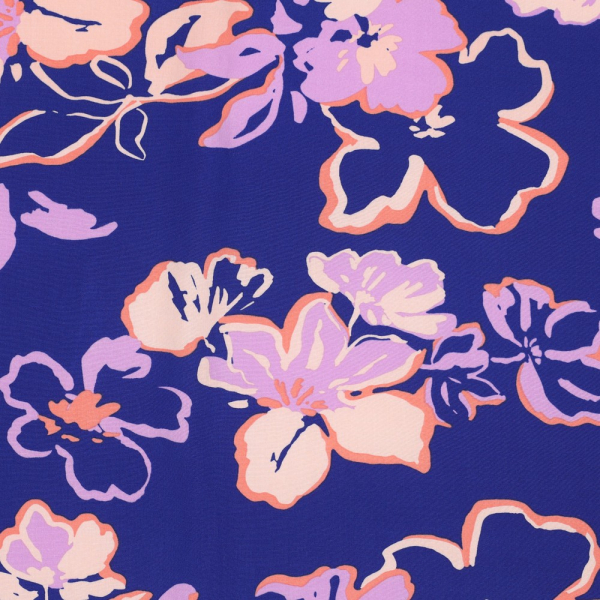 RESTSTÜCK 0,90m !!! - Viskose mit LENZING™ ECOVERO™ Fasern - Risa Flowers - cobalt
