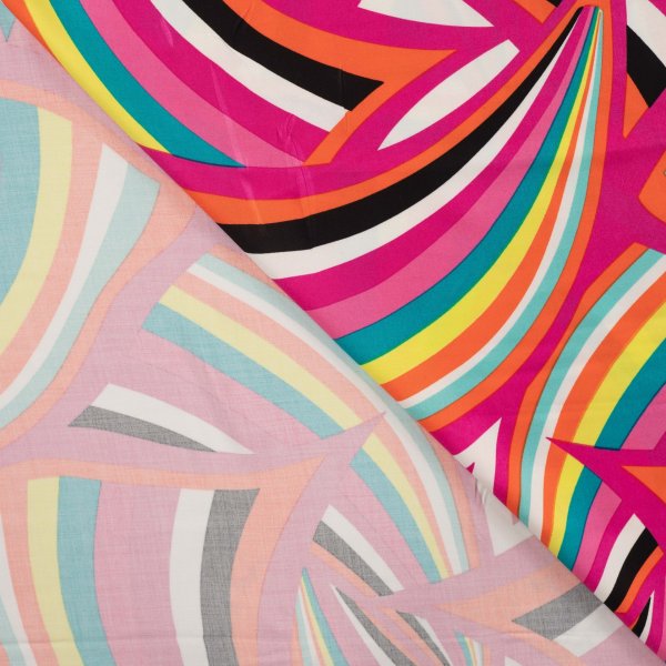 Viskosesatin - matt - Retro Waves - fuchsia
