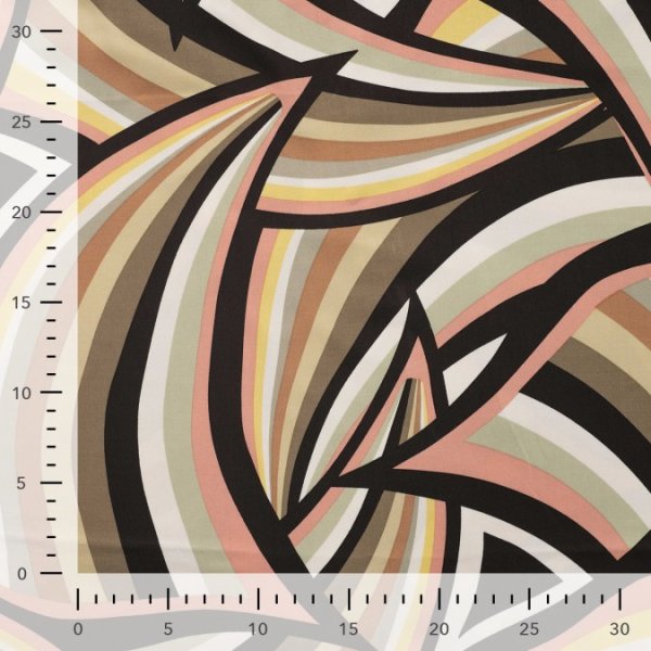 Viskosesatin - matt - Retro Waves - khaki