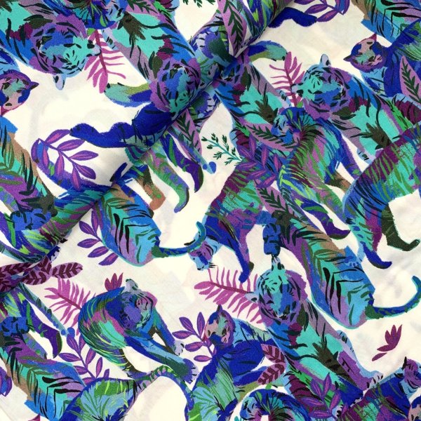 Viskosesatin - matt - Panther - blue