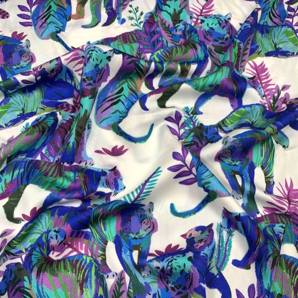 Viskosesatin - matt - Panther - blue
