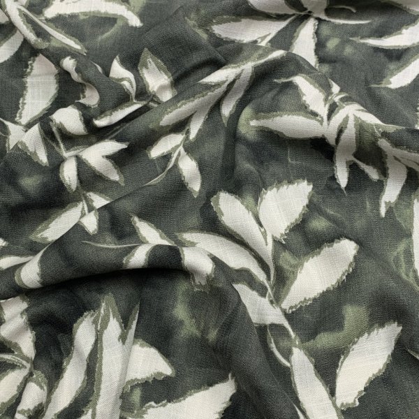 Viskose Slub - Blaise Leaves - khaki