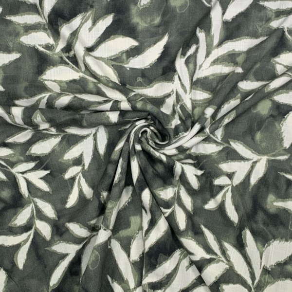 Viskose Slub - Blaise Leaves - khaki