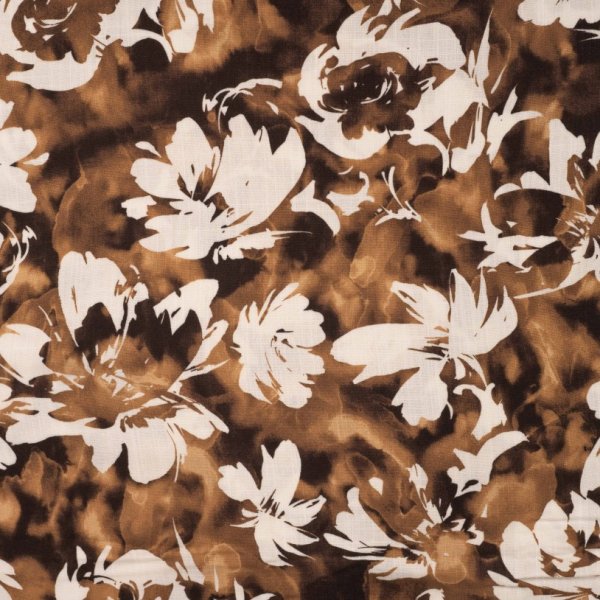 Viskose Slub - Candice Flowers - brown